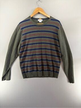 Piattelli Barneys New York Sweater Men’s Green Merino Wool XL Crewneck